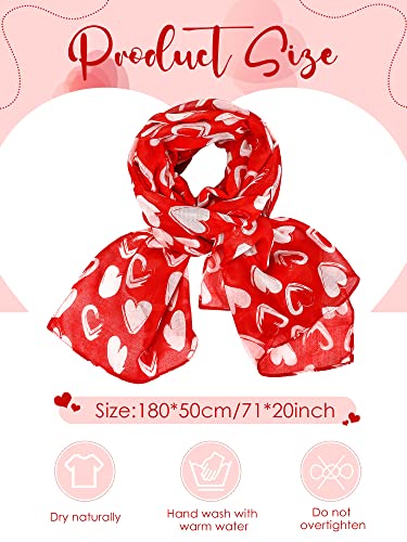 Patelai 4 Pcs Valentine Scarf for Women Heart Print Scarf Valentines Shawl for Girl Christmas Birthday Valentine Gift2