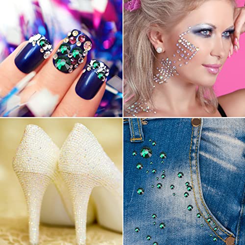 Image of Jollin Glue Fix Crystal Flatback Rhinestones Glass Diamantes Gems for Crafting Nail Art Crafts Decorations Clothes Shoes 6.4mm (ss30 288pcs, Dark Green)