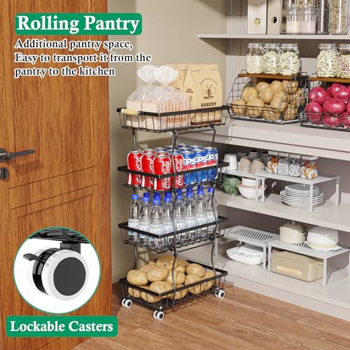 Fruit-Basket-4-Tier-Small-Kitchen-Organizer-and-Storage-Cart-on-Wheels-Rolling-Pantry-Snack-Cart-with-Handle-for-Storing-Fruit-Potato-Onion-Snacks-Vegetables-Bread-Produce Fruit Basket 4 Tier Small Kitchen Organizer and Storage Cart on Wheels Rolling Pantry Snack Cart with Handle for Storing Fruit Potato Onion Snacks Vegetables Bread Produce