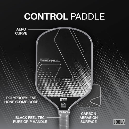 Image of JOOLA Ben Johns CAS 16mm Carbon Fiber Pickleball Paddle - CAS Surface Tech - Control & Power Paddle - USAP Approved - Aero Curve - Feel-Tec Pure Grip - NFC Chip