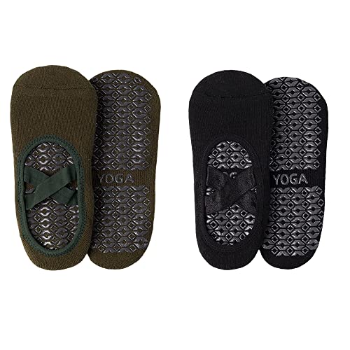 QIUNEEY Yoga short socks Pilates yoga socks Sport Anti-slip socks Women yoga Trainer socks Indoor Yoga Sock (Green+Black)