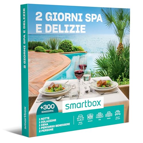 Smartbox - Cofanetto Regalo 2 Giorni Spa e delizie - Idea Regalo per la Coppia - 1 Notte con Colazione, Cena e Pausa Benessere per 2 Persone