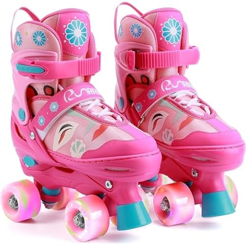 RunRRIn Adjustable Roller Skates for Girls with Light Up Wheels –Skates for Kids Ages 4-12, Toddler 3-5, Youth and Women Beginners Indoor and Outdoor Cover