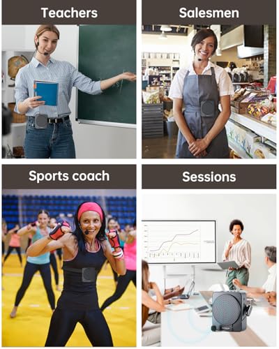 Image of Wireless Voice Amplifier for Teachers, Original Voice Speaker with Wire and Wireless Microphones, Portable Speaker Megaphone for Classroom, Training, Meeting, Instructors, Coaches, Games