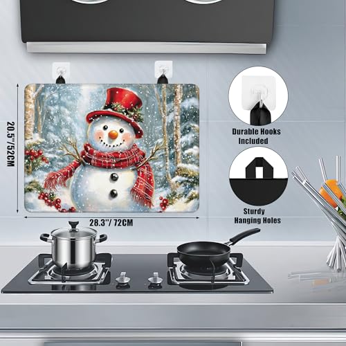 Image of Stove Top Covers for Electric Stove,Christmas Snowman Flat Top Stove Cover,Winter Forest Heat Resistant Glass Top Stove Cover Protector Anti-Slip Range Covers, 28 x 20 Inch