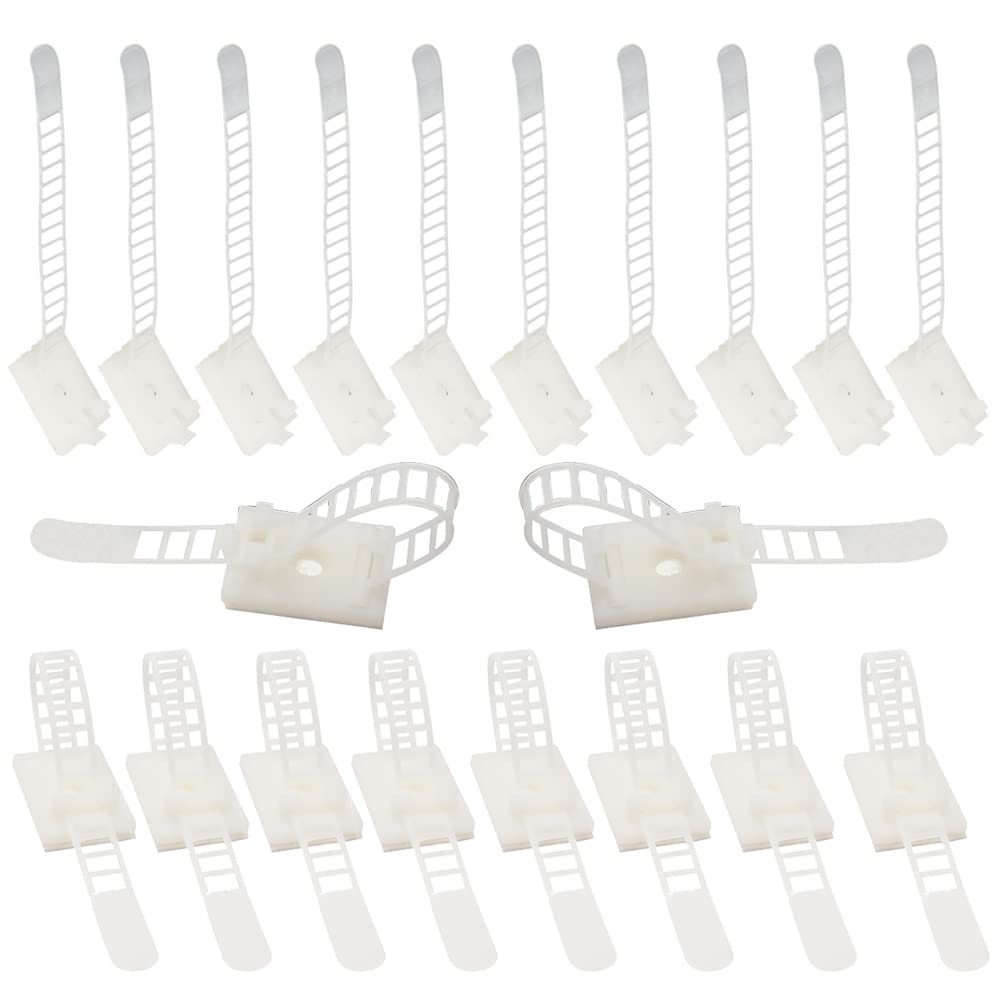 Cable Nylon Ties,Cable Classification Organizer Ties,Desktop Wire Self Adhesive Ties,20 Pieces White Cable Ties