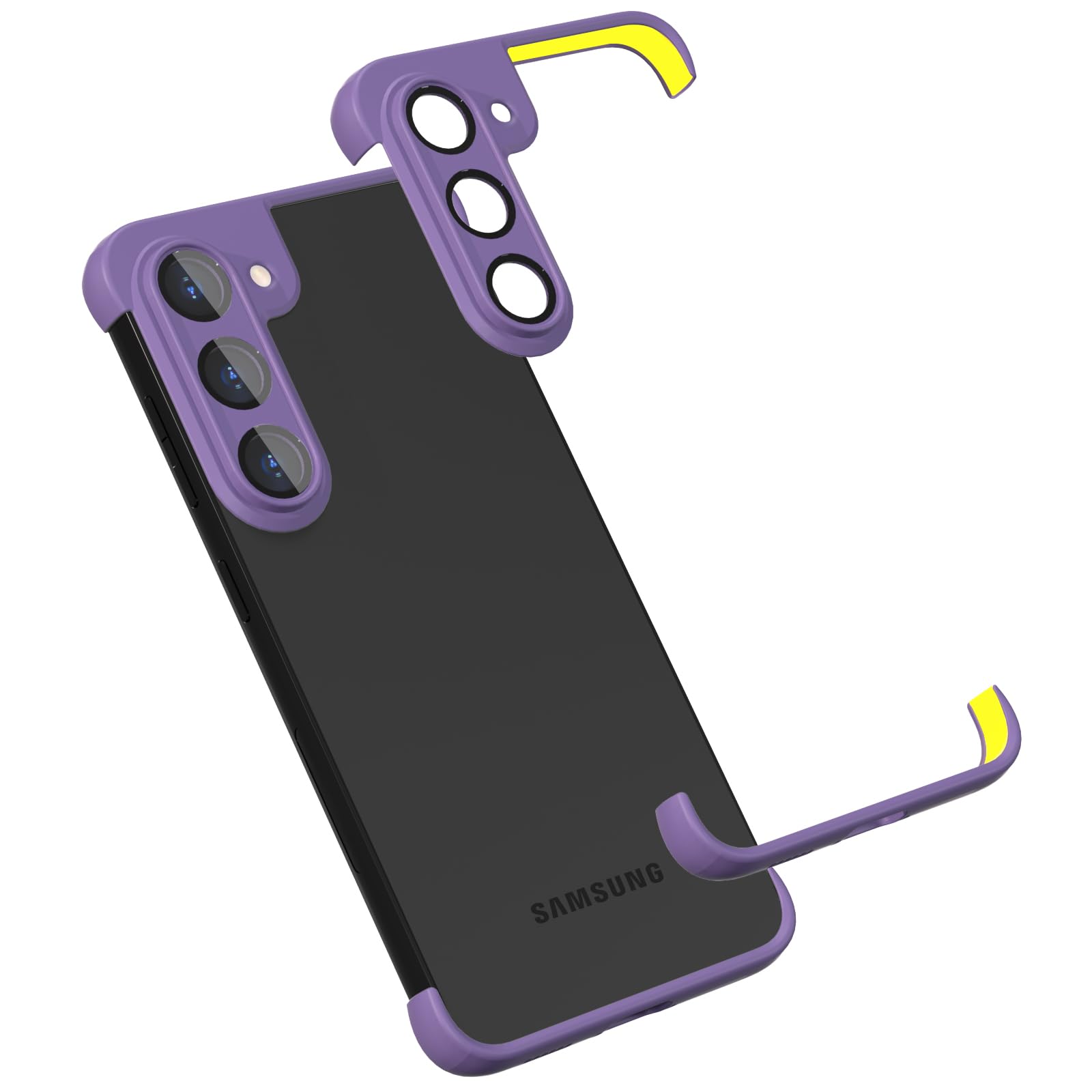 for Samsung s23 Frameless Slim Case, with Built-in Camera Lens Protector, Ultra-Thin Lightweight Minimalist Shockproof Protective Bumper Silicone Cover (for Samsung s23, Purple)