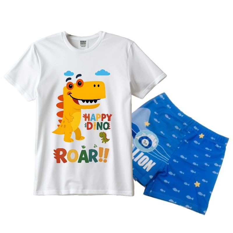 Alice Emporium Unisex Swimming Costume for Kids Boys and Girls (Print6, Trunk Design May Vary) (3-4 Years, Multicolor) 2