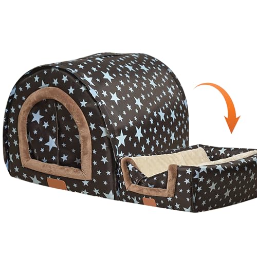 BUNIQ Casa para Perros Interior con Puerta - Casa para Perros de Invierno - Casa para Perros de Invierno con Puerta de Tela Flexible, casa para Perros Desmontable y Lavable para Exteriores
