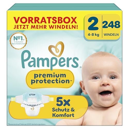 Pampers Premium Protection Größe 2 248 Windeln 4kg-8kg unser Nr. 1 Haut- und Auslaufschutz
