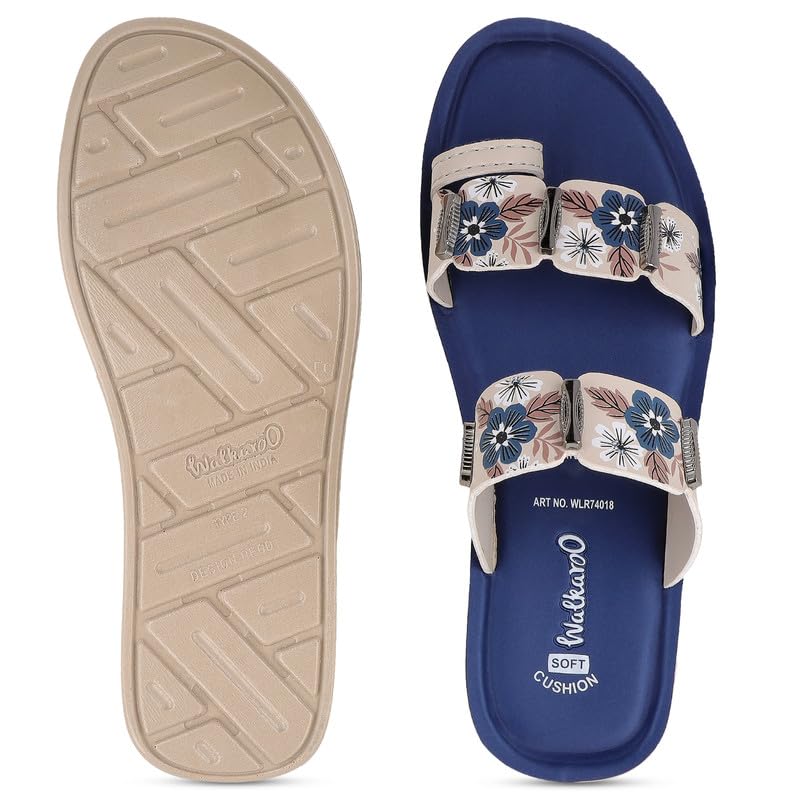 Image of WALKAROO Flat Sandals For Women|Soft Cushion Footbed, Lightweight PU Sole & Slip-On Sandals|WLR74018