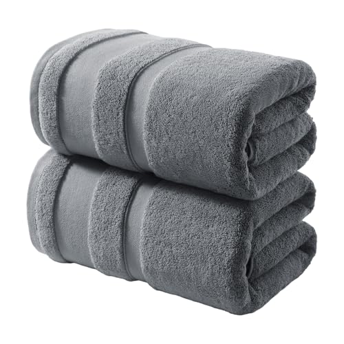 REDKISS 100% Cotton Bath Towels Set of 2, Extra Large Bath Sheets 35 X 70 Inches, 800 GSM, Quick Dry, Ultra Soft & Super Absorbent Bathroom Towel Sets for Bathroom, Gym, Spa, Pool & Hotel, Grey