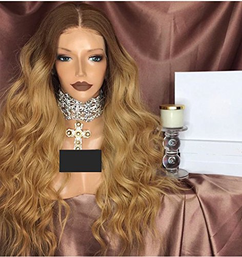 Honey Blonde Human Hair Wigs 150% Denisty Ombre Lace Front Wig Brizilian Human Hair Wigs with Natural Hairline (18 inch, Full Lace Wig)