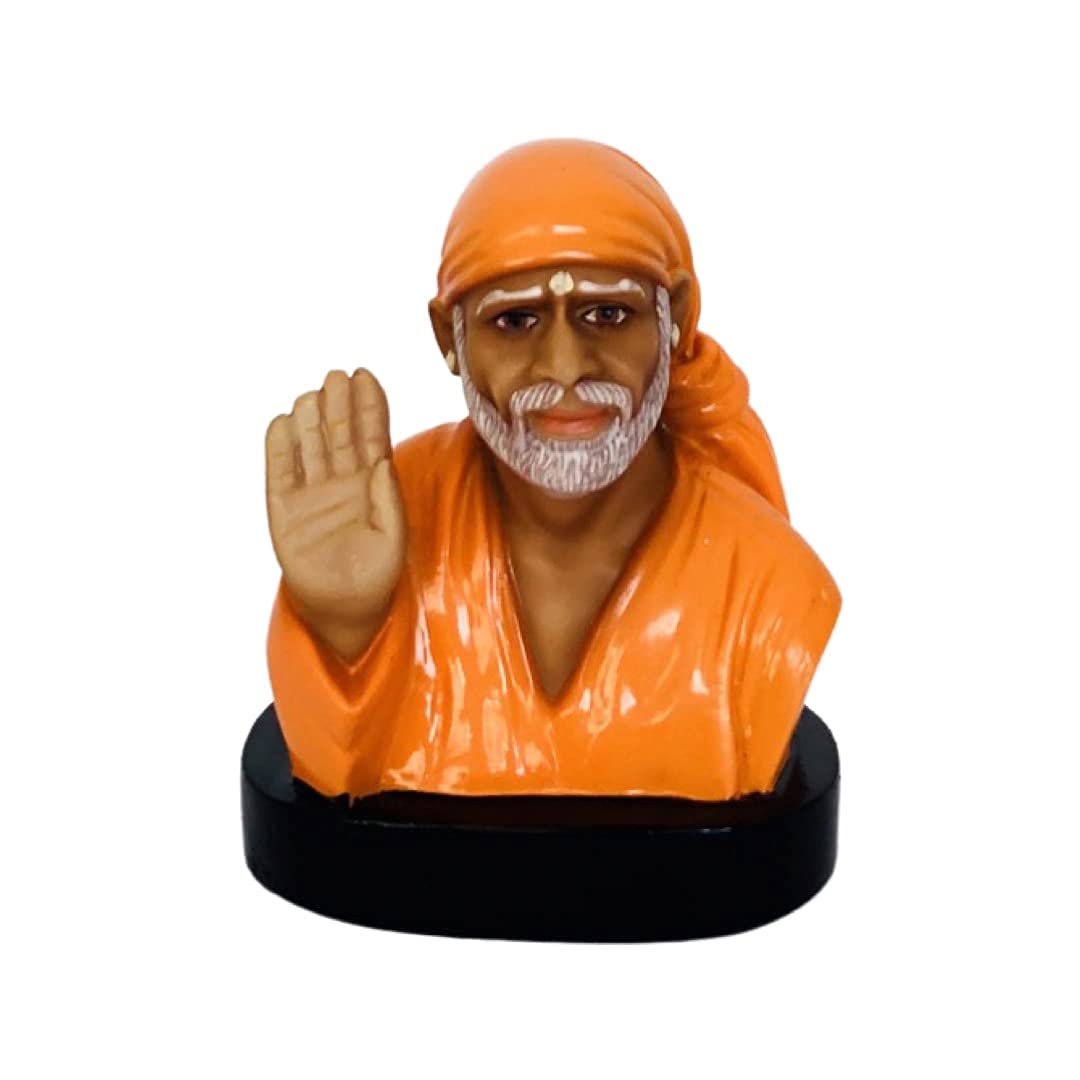 Hemant art Shirdi Lord Sai Baba Statue for Car Dashboard - 2.5 Inch Orange