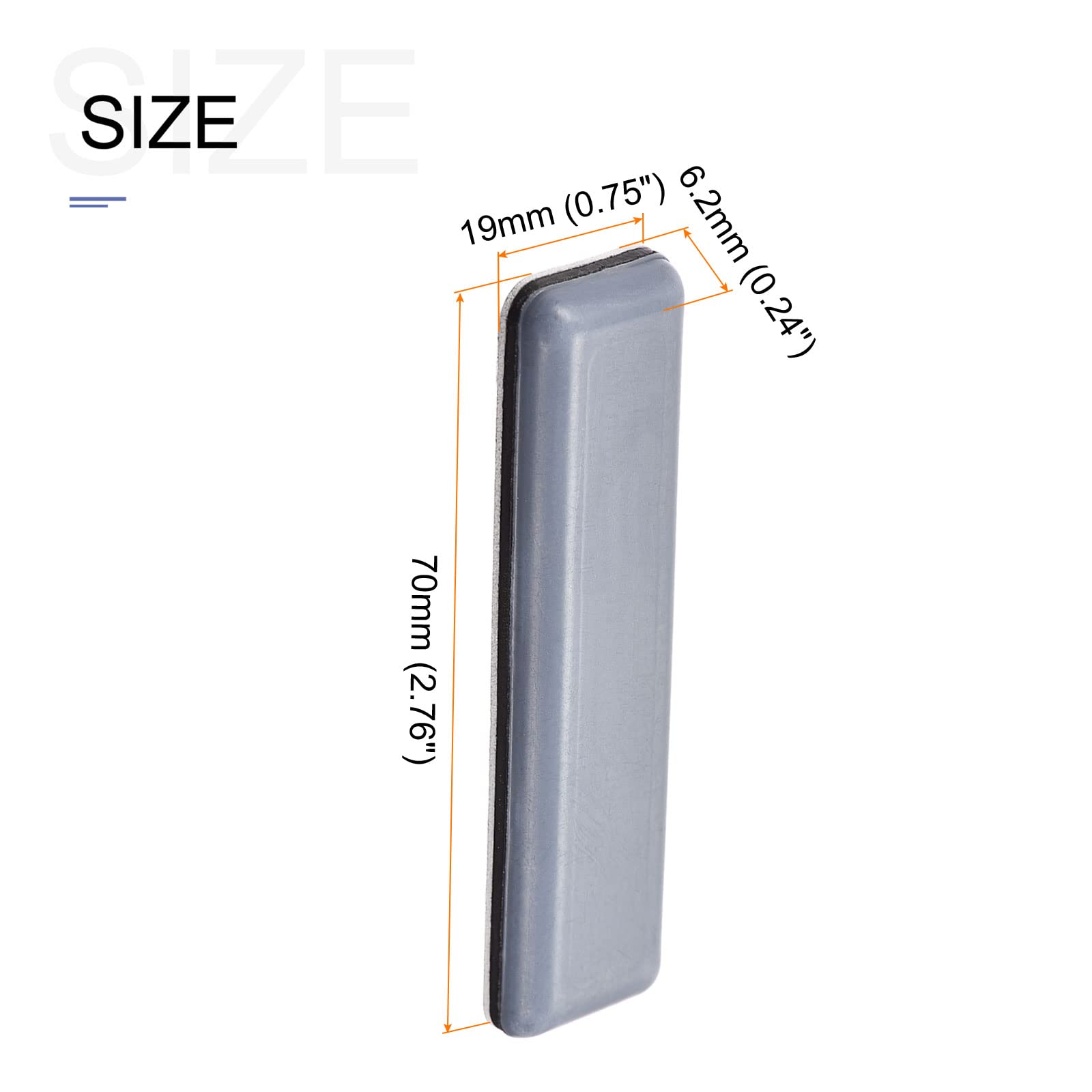 METALLIXITY Teflongleiter Selbstklebend (70x19mm) 12 Stück Rechteck Profi