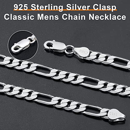 OCHCOH 925 Sterling Silver Clasp 2.5/3/4/5mm Figaro Chain for Men Women Diamond Cut Silver Chain Necklace for Men Women 16, 18, 20, 22, 24, 26, 28, 30 Inches4