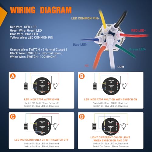 Image of Nilight 3PCS RGB Toggle Switch RED Green Blue LED Lighted w /Wired Harness