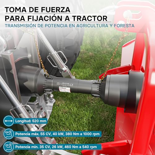 Eje transmisión cardán de 520mm para conectar aperos agrícolas a toma de fuerza 2