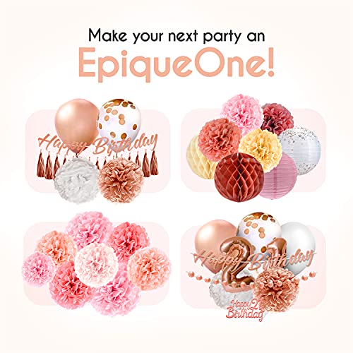 Epiqueone 36-Piece Party Decoration Kit | Includes Tissue Paper Pom Poms, Rose Gold Balloons, Tassels & Garland | Easy To Assemble | Perfect For Birthdays, Baby Showers, Weddings & More #TOP7