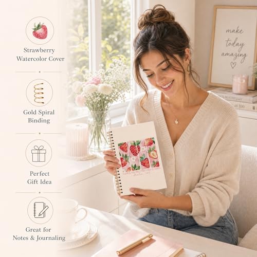 Image of INCOK Pink Strawberry Gifts Notebook - Strawberry Journal for Women, Cute Preppy Note Book Office Supplies Back to School Stuff Stationery for Students Girly Teen 5.5x8.3 Inches
