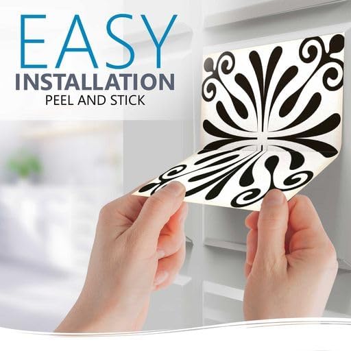 Miniatura 7 de Mi Alma Calcomanías de azulejos en blanco y negro, 24 unidades, calcomanías para azulejos en muro, baño y cocina, calcomanías de vinilo para pared,