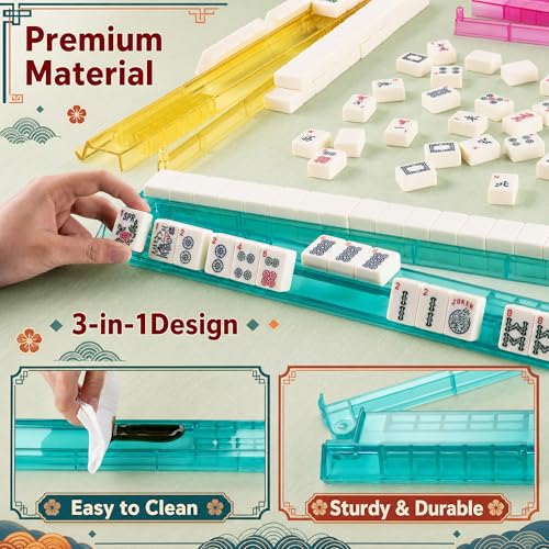 Mahjong Racks con Pushers 4 Pack Acrílico Durable miniatura 4