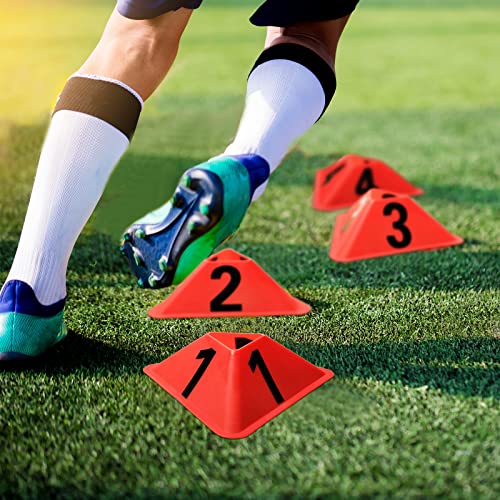Cindeer 24 Pack Sports Cones with Numbered Soccer Plastic Traffic Cones Modern Sport Training Marker(Yellow, Orange, Red, Green, Blue)