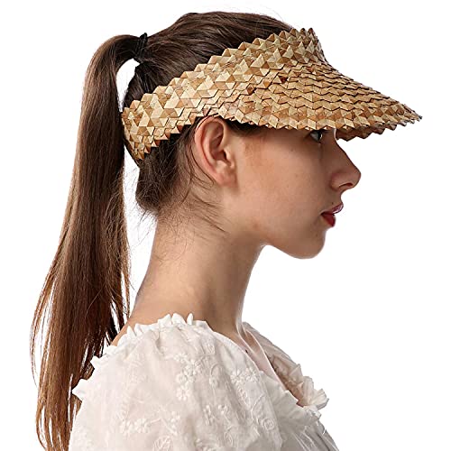ehsbuy Chapeau Soleil Femme Protège-Soleil Pliable Chapeaux De Paille Anti UV Rabattable Chapeau Femme Ete Coiffure à Queue de Cheval UPF 50+ Beach Visiere – vue 2