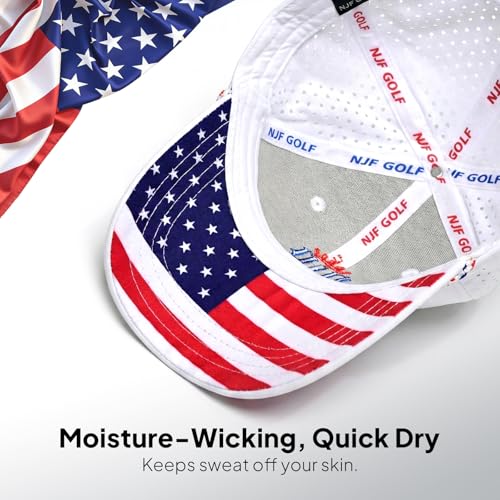 Image of NJF Golf Hat Men - Breathable Mens Golf Hats, Adjustable Rope Hook and Loop Style Cap, Convenient Cap with Tee Holder