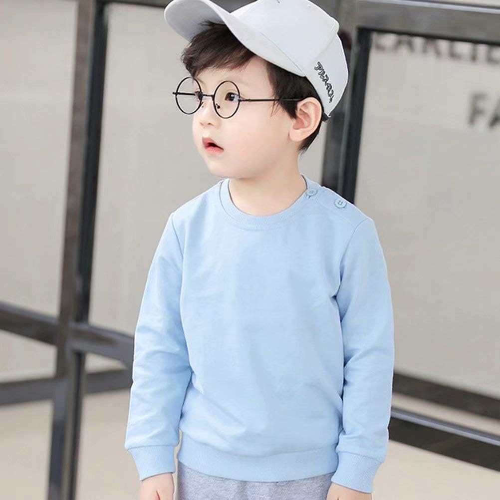 AIWUHE Toddler Boys Girls Solid Pullovers Sweatshirt Long Sleeve T-Shirt Kids Cotton Crewneck Thin Tops 1-8 Years Blouse