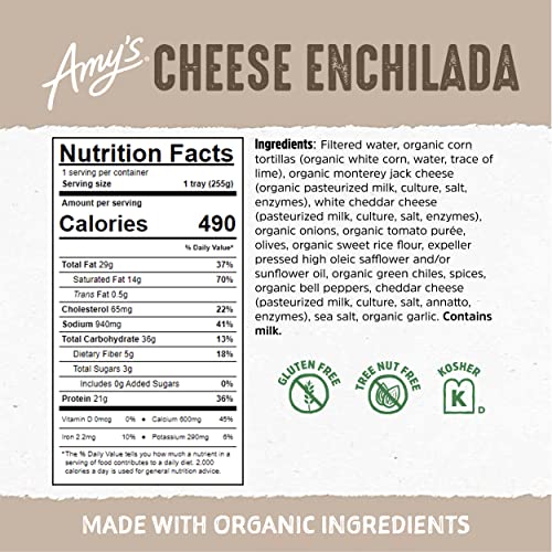 Amy's Frozen Meals, Cheese Enchilada Entree, Gluten Free, 9 Oz. #TOP2