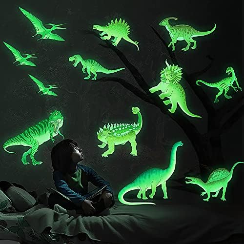 MESU Dinosaur Glow in The Dark Stickers Luminous Wall Decals Ceiling Decor for Boys Room Nursery Kids Gift Dinosaur