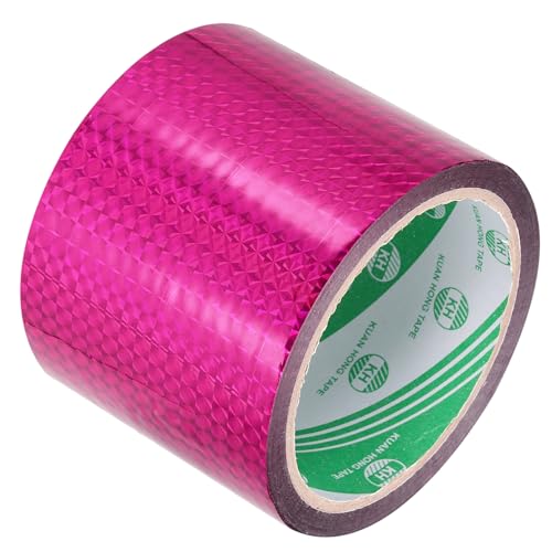 MECCANIXITY Rose Red Check Pattern Metalized Tape 2.8 Inch x 55 Yards Decor Tape for Detailing Accent Wall, Graphic Arts