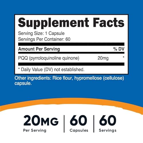 Nutricost Pqq (Pyrroloquinoline Quinone) 20Mg, 60 Capsules - Vegetarian Capsules, Non-Gmo, Gluten Free #TOP1