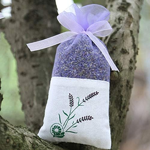 Lavender Bags Empty, 20 Pieces Floral Printing Sachet Empty Bags Purple Drawstring Scent Lavender Bags Drawstring Bags Sack Scented Bags Gift Bags Cotton Bags for Lavender Spice and Herbs Light Purple