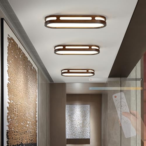 Lampe de plafond dimmable en bois ovale 48cm adoucit l'ambiance du couloir