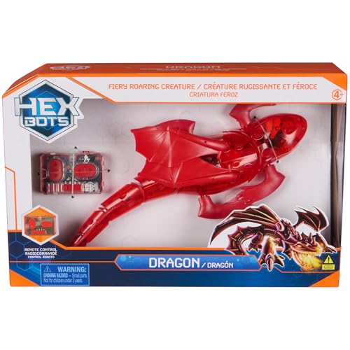 Image of HEX Bots Remote Control Dragon, Rechargeable Robot Dragon Toys for Kids, Adjustable Robotic Figure Toys for Boys & Girls Ages 4 & Up, Red