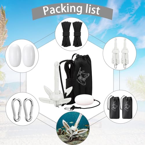 Image of Lounsweer 2 Pack 1.5 /3.5 lb Marine Kayak Anchor Kit Folding Grapnel Anchor Kit Boat Kayak Fishing Accessories for Small Boats Kayaks Canoe Paddle Boards