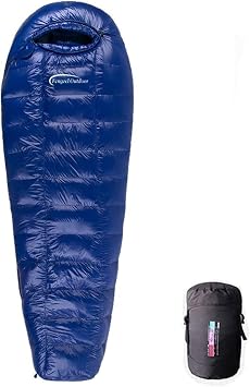 3D Quilted Mummy Sleeping Bag, 82.7 x 31.5 inches 210 x 80 50 cm, 90% Down, 14.7 - 78.7 oz 400 - 2,000 g, Connectable, Supports 3 Seasons, Minimum Usage Temperature -35 C,