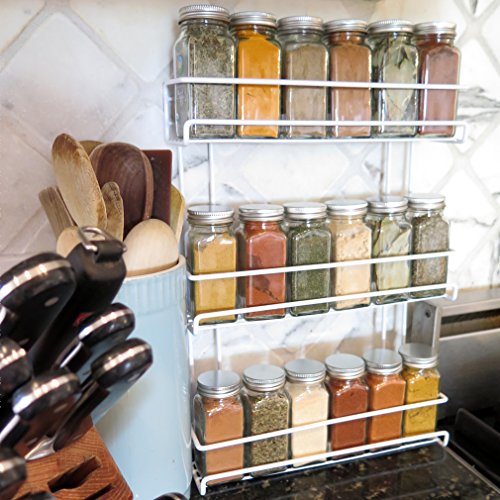 Evelots 3-Tier Spice Rack-Door/Wall Mounted-Sturdy Coated Metal-Up To 18 Bottles #TOP2