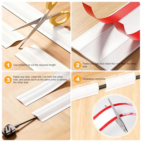 Image of Serplex 9.8FT /3M Cord Cover Floor Cable Coverup with Self Adhesive Backing, Soft PVC Cord Cover Cable Hider Organizer, No Tangle Cable Management Wire Protector for Home, Office, Trim to Fit