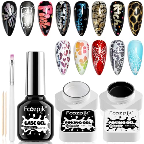 Kit de Gel para Uñas Poke Negro y Blanco con Base Profesional miniatura 1