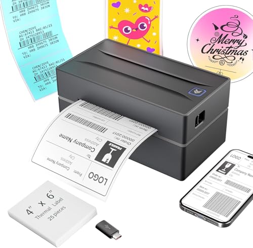 Bluetooth Thermal Shipping Label Printer: 4x6 Wireless Label Maker...