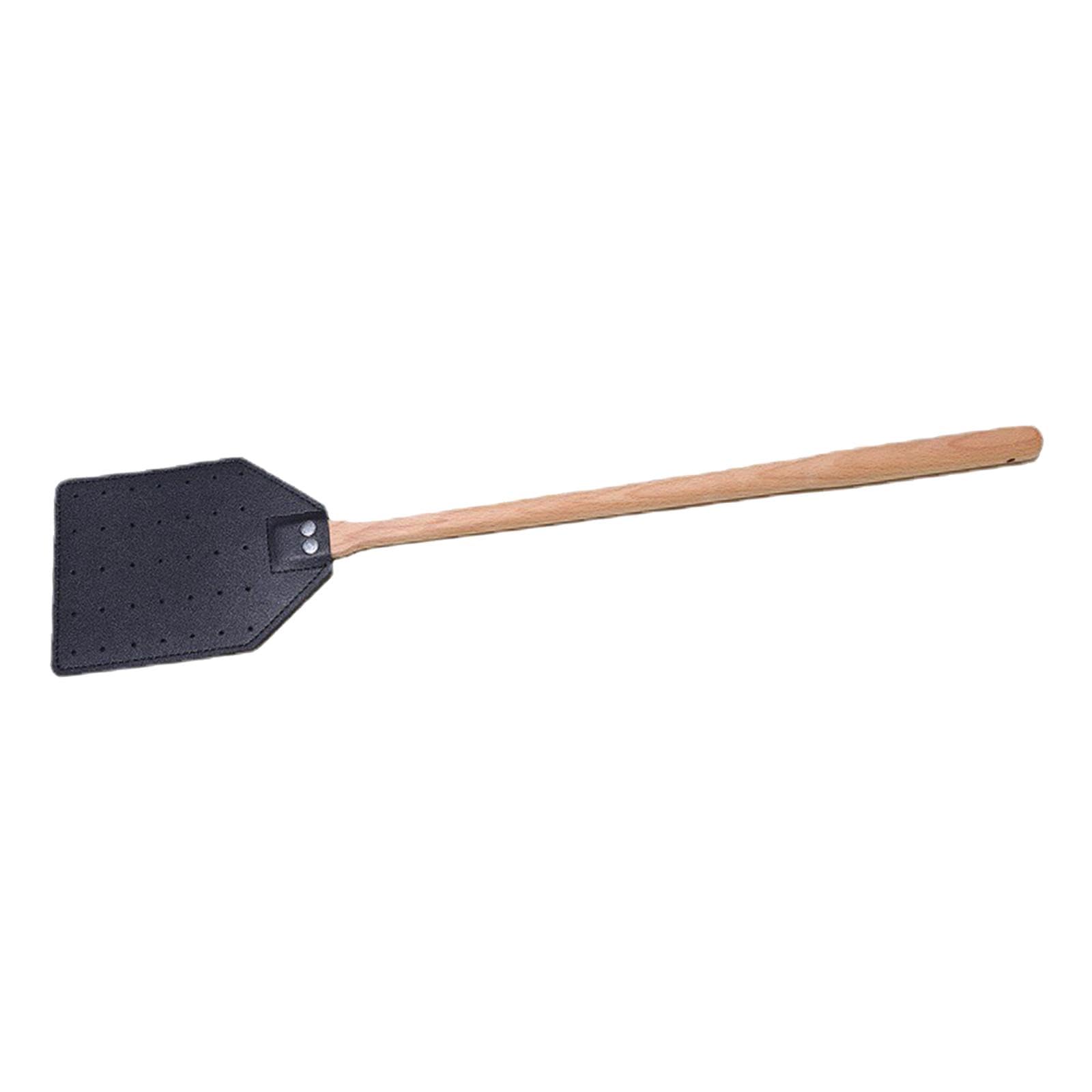 Fly Catcher PU Lea Handheld Manual Fly Swatter for Hotel Outdoor Bedroom Black-image-43