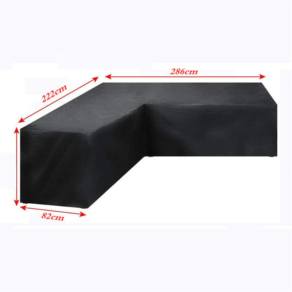 Copertura impermeabile per mobili da giardino a forma di L, per esterni, in rattan, per divano ad angolo (222 x 286 x 82 cm), antipolvere e resistente, protegge i mobili da esterno dagli agenti