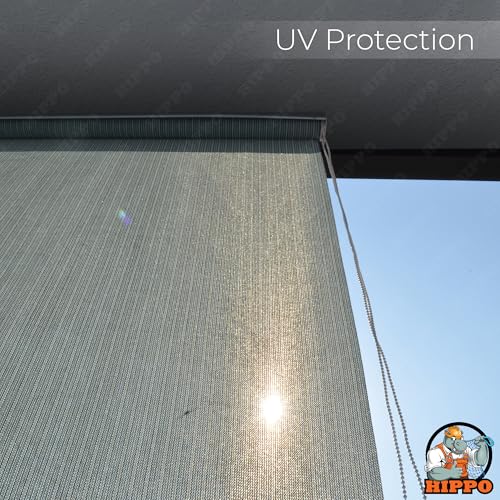 Image of HIPPO Outdoor HDPE Roller Blind Curtain - 95% Sun & UV Protection,reathable Airflow Design, Light Filtering Corded Roll-Up Shade for Balcony & Outdoor Spaces (Country-Blue, 4FTX8FT)