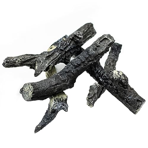 Electric Fireplace Logs, Realistic Synthetic Resin Log Decoration for Indoor Electric Fireplaces Flame w/ 5 Brightness, Thermostat, 750W/1500W, Black