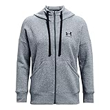 Mujeres Under Armour Sudadera con Capucha Rival Forro Polar con Cremallera Completa Tops, Gris, Negro, Extra-Large para Mujer