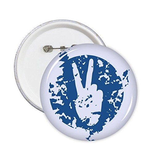 Badge Bleu Symbole de Paix la Victoire Lot de 5 Broches Rondes Idée Cadeau Originale