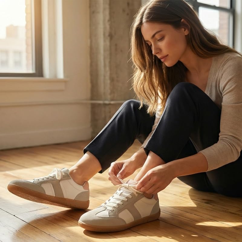 TARELO Barfußschuhe Damen Breiter Zehenbox Barfuss Schuhe Leichte Atmungsaktiv Leder Minimalistische Freizeitschuhe Barefoot Shoes Größe 36-41